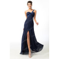 Grace Karin Chiffon Azul marinho Long Split Leg Fashion Evening Dress CL3186-2 #